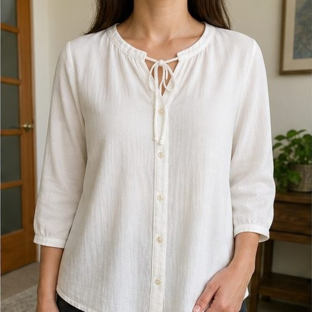 Ivory Ruffle Blouse - Picture 2 of 6